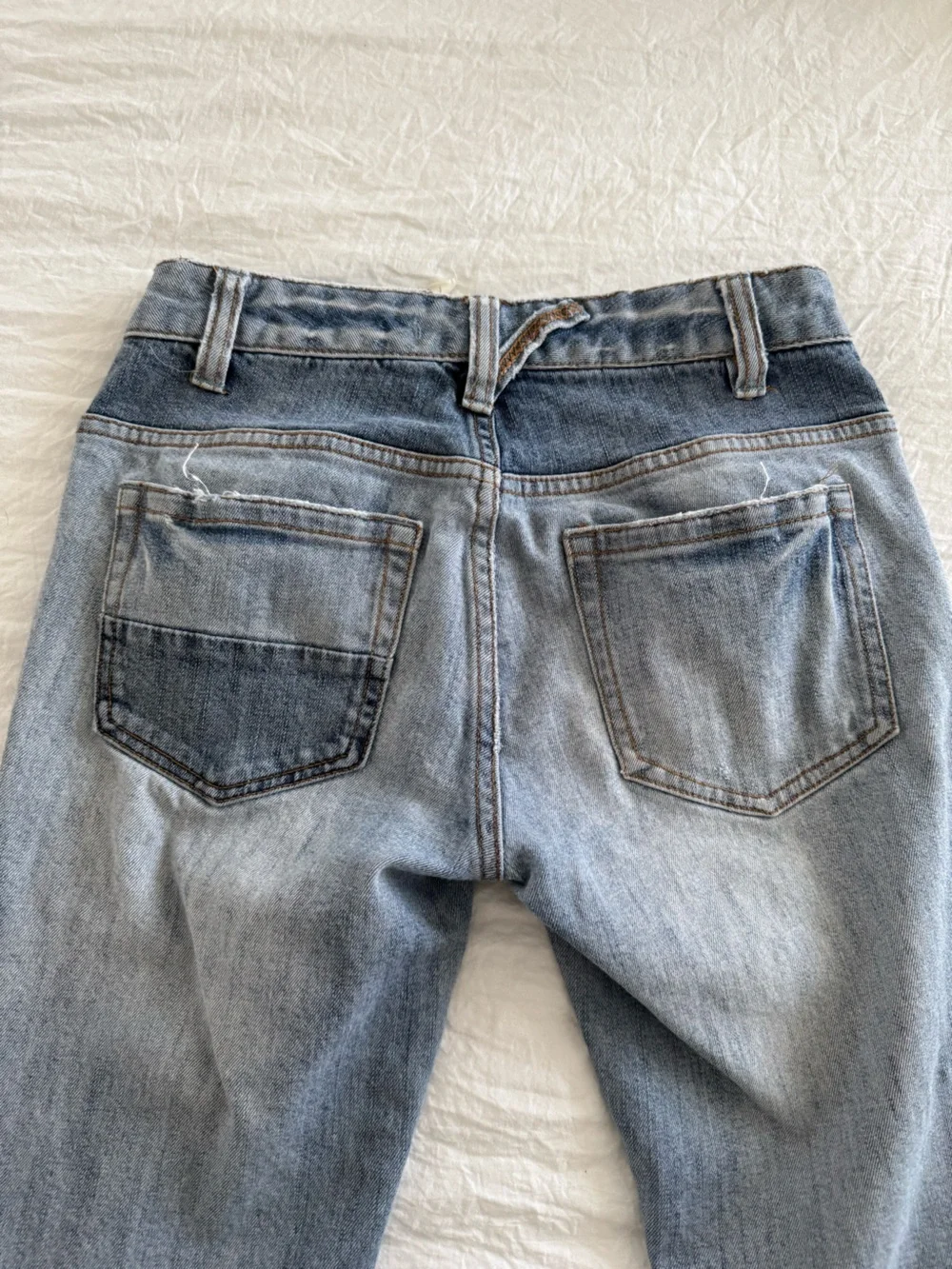 Free People Patchwork Skinny Ankle Jeans Raw Hem Colorblock Denim Size 25